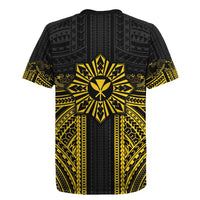 Hawaii And Philippines Together Rugby Jersey Polynesian Pattern With Filipino Barong Gold LT05 - Polynesian Pride