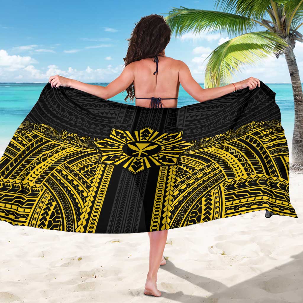 Hawaii And Philippines Together Sarong Polynesian Pattern With Filipino Barong Gold LT05 - Polynesian Pride