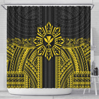 Hawaii And Philippines Together Shower Curtain Polynesian Pattern With Filipino Barong Gold LT05 - Polynesian Pride