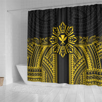 Hawaii And Philippines Together Shower Curtain Polynesian Pattern With Filipino Barong Gold LT05 - Polynesian Pride