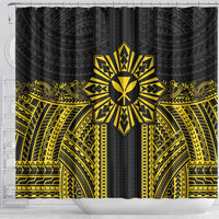 Hawaii And Philippines Together Shower Curtain Polynesian Pattern With Filipino Barong Gold LT05 - Polynesian Pride