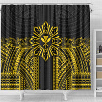 Hawaii And Philippines Together Shower Curtain Polynesian Pattern With Filipino Barong Gold LT05 - Polynesian Pride