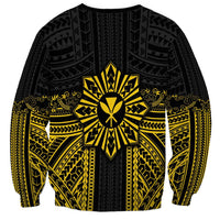 Hawaii And Philippines Together Sweatshirt Polynesian Pattern With Filipino Barong Gold LT05 - Polynesian Pride