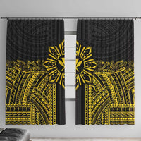 Hawaii And Philippines Together Window Curtain Polynesian Pattern With Filipino Barong Gold LT05 With Hooks Gold - Polynesian Pride