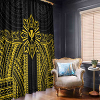 Hawaii And Philippines Together Window Curtain Polynesian Pattern With Filipino Barong Gold LT05 - Polynesian Pride