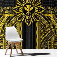 Hawaii And Philippines Together Window Curtain Polynesian Pattern With Filipino Barong Gold LT05 - Polynesian Pride