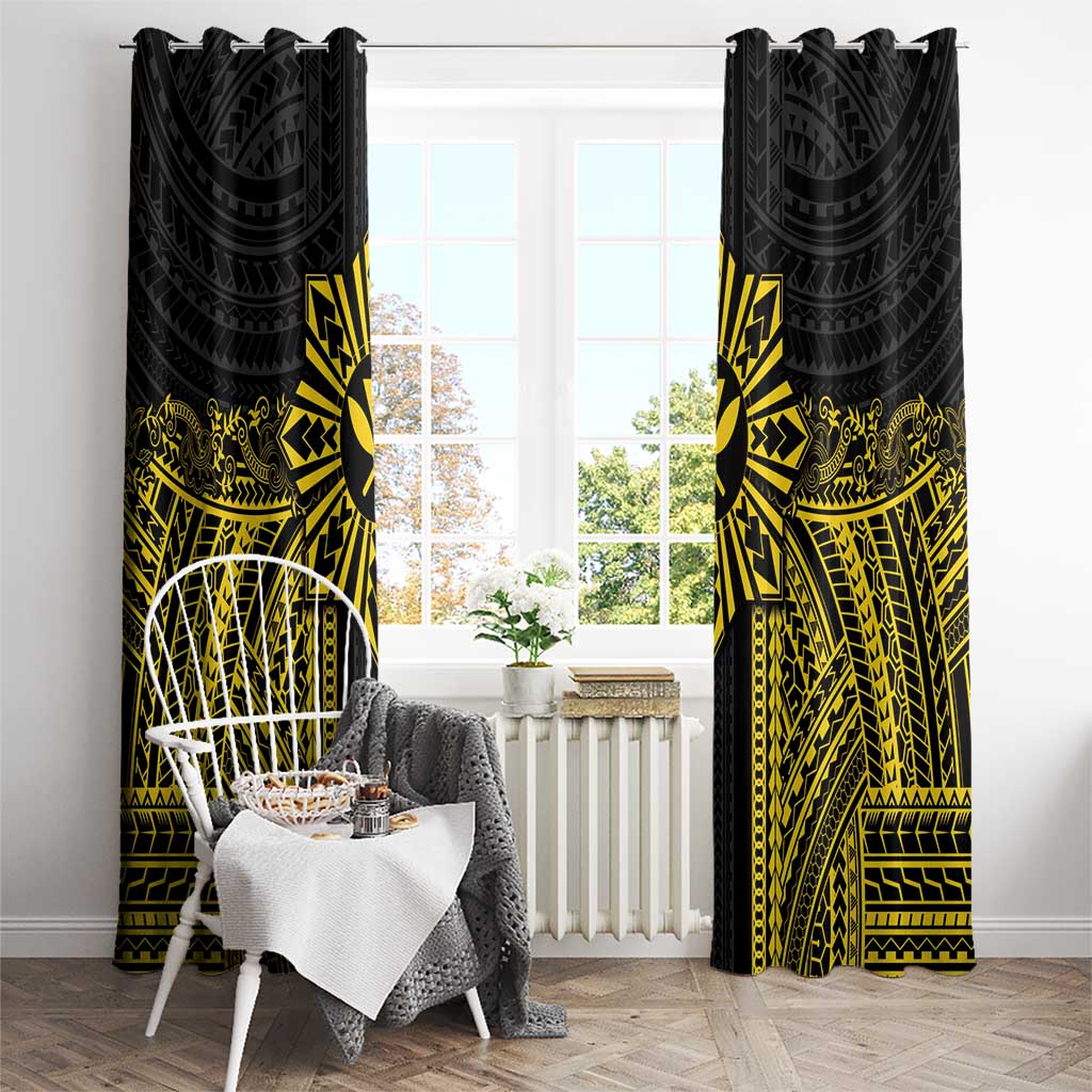 Hawaii And Philippines Together Window Curtain Polynesian Pattern With Filipino Barong Gold LT05 - Polynesian Pride