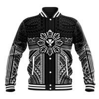 Hawaii And Philippines Together Baseball Jacket Polynesian Pattern With Filipino Barong Black LT05 Unisex Black - Polynesian Pride