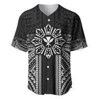 Hawaii And Philippines Together Baseball Jersey Polynesian Pattern With Filipino Barong Black LT05 Black - Polynesian Pride