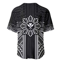 Hawaii And Philippines Together Baseball Jersey Polynesian Pattern With Filipino Barong Black LT05 - Polynesian Pride