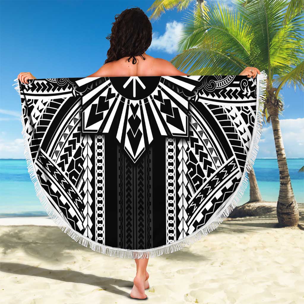 Hawaii And Philippines Together Beach Blanket Polynesian Pattern With Filipino Barong Black LT05 - Polynesian Pride