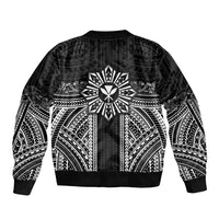 Hawaii And Philippines Together Bomber Jacket Polynesian Pattern With Filipino Barong Black LT05 - Polynesian Pride