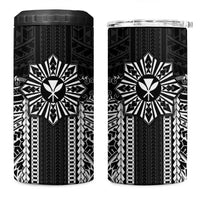 Hawaii And Philippines Together 4 in 1 Can Cooler Tumbler Polynesian Pattern With Filipino Barong Black LT05 One Size: 16 oz Black - Polynesian Pride