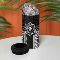 Hawaii And Philippines Together 4 in 1 Can Cooler Tumbler Polynesian Pattern With Filipino Barong Black LT05 - Polynesian Pride