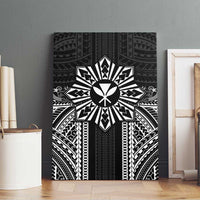 Hawaii And Philippines Together Canvas Wall Art Polynesian Pattern With Filipino Barong Black LT05 - Polynesian Pride