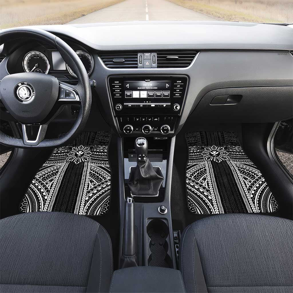 Hawaii And Philippines Together Car Mats Polynesian Pattern With Filipino Barong Black LT05 Set 2pcs - Front Black - Polynesian Pride