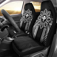 Hawaii And Philippines Together Car Seat Cover Polynesian Pattern With Filipino Barong Black LT05 - Polynesian Pride