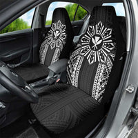 Hawaii And Philippines Together Car Seat Cover Polynesian Pattern With Filipino Barong Black LT05 - Polynesian Pride