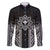 Hawaii And Philippines Together Family Matching Off The Shoulder Long Sleeve Dress and Hawaiian Shirt Polynesian Pattern With Filipino Barong Black