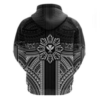 Hawaii And Philippines Together Hoodie Polynesian Pattern With Filipino Barong Black LT05 - Polynesian Pride