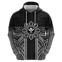 Hawaii And Philippines Together Hoodie Polynesian Pattern With Filipino Barong Black LT05 - Polynesian Pride