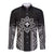 Hawaii And Philippines Together Long Sleeve Button Shirt Polynesian Pattern With Filipino Barong Black