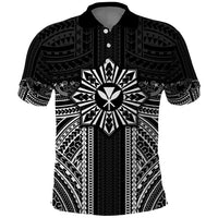 Hawaii And Philippines Together Polo Shirt Polynesian Pattern With Filipino Barong Black LT05 Black - Polynesian Pride