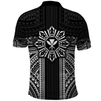 Hawaii And Philippines Together Polo Shirt Polynesian Pattern With Filipino Barong Black LT05 - Polynesian Pride