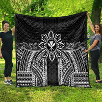 Hawaii And Philippines Together Quilt Polynesian Pattern With Filipino Barong Black LT05 - Polynesian Pride
