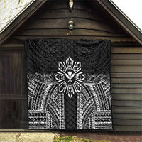 Hawaii And Philippines Together Quilt Polynesian Pattern With Filipino Barong Black LT05 - Polynesian Pride