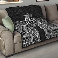 Hawaii And Philippines Together Quilt Polynesian Pattern With Filipino Barong Black LT05 - Polynesian Pride