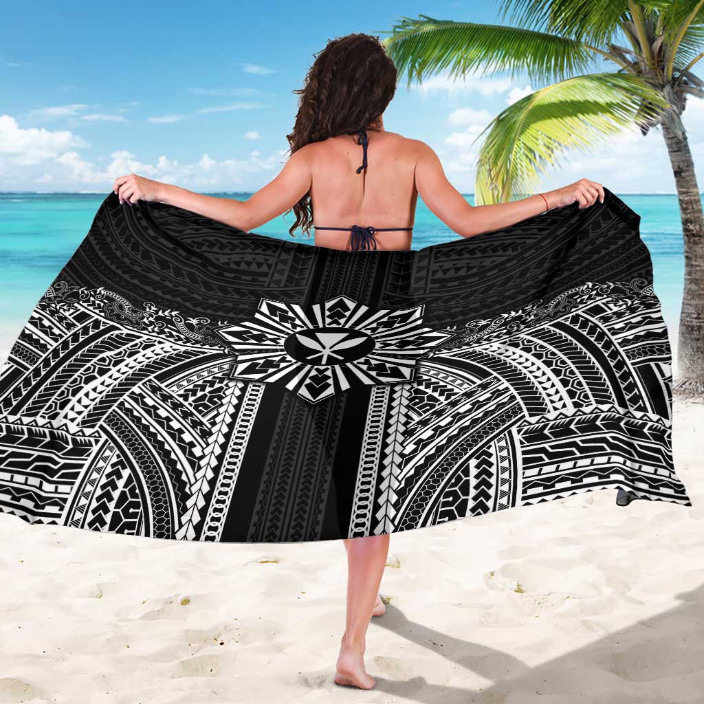 Hawaii And Philippines Together Sarong Polynesian Pattern With Filipino Barong Black LT05 - Polynesian Pride
