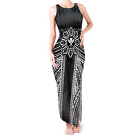 Hawaii And Philippines Together Tank Maxi Dress Polynesian Pattern With Filipino Barong Black LT05 Women Black - Polynesian Pride