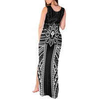 Hawaii And Philippines Together Tank Maxi Dress Polynesian Pattern With Filipino Barong Black LT05 - Polynesian Pride