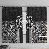 Hawaii And Philippines Together Window Curtain Polynesian Pattern With Filipino Barong Black LT05 With Hooks Black - Polynesian Pride