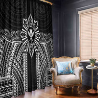Hawaii And Philippines Together Window Curtain Polynesian Pattern With Filipino Barong Black LT05 - Polynesian Pride