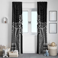 Hawaii And Philippines Together Window Curtain Polynesian Pattern With Filipino Barong Black LT05 - Polynesian Pride