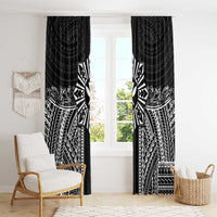 Hawaii And Philippines Together Window Curtain Polynesian Pattern With Filipino Barong Black LT05 - Polynesian Pride