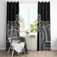 Hawaii And Philippines Together Window Curtain Polynesian Pattern With Filipino Barong Black LT05 - Polynesian Pride