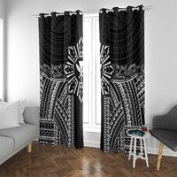 Hawaii And Philippines Together Window Curtain Polynesian Pattern With Filipino Barong Black LT05 With Grommets Black - Polynesian Pride