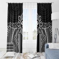 Hawaii And Philippines Together Window Curtain Polynesian Pattern With Filipino Barong Black LT05 - Polynesian Pride