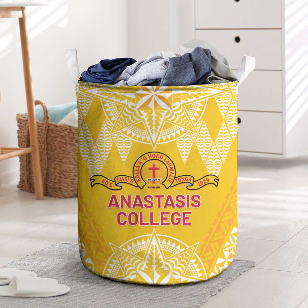 Anastasis College Laundry Basket Tonga Ngatu Pattern LT05 Yellow - Polynesian Pride
