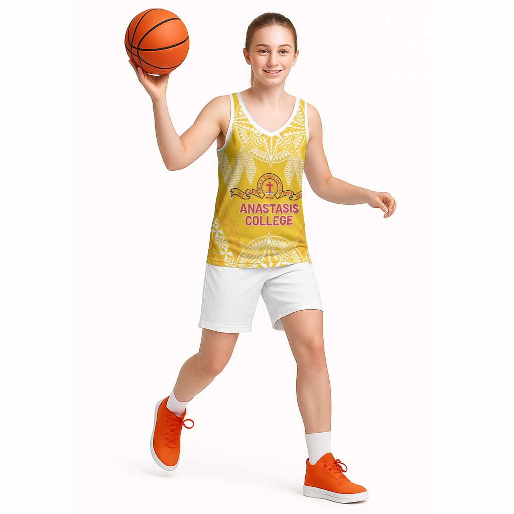 Personalised Anastasis College Basketball Jersey Tonga Ngatu Pattern LT05 - Polynesian Pride