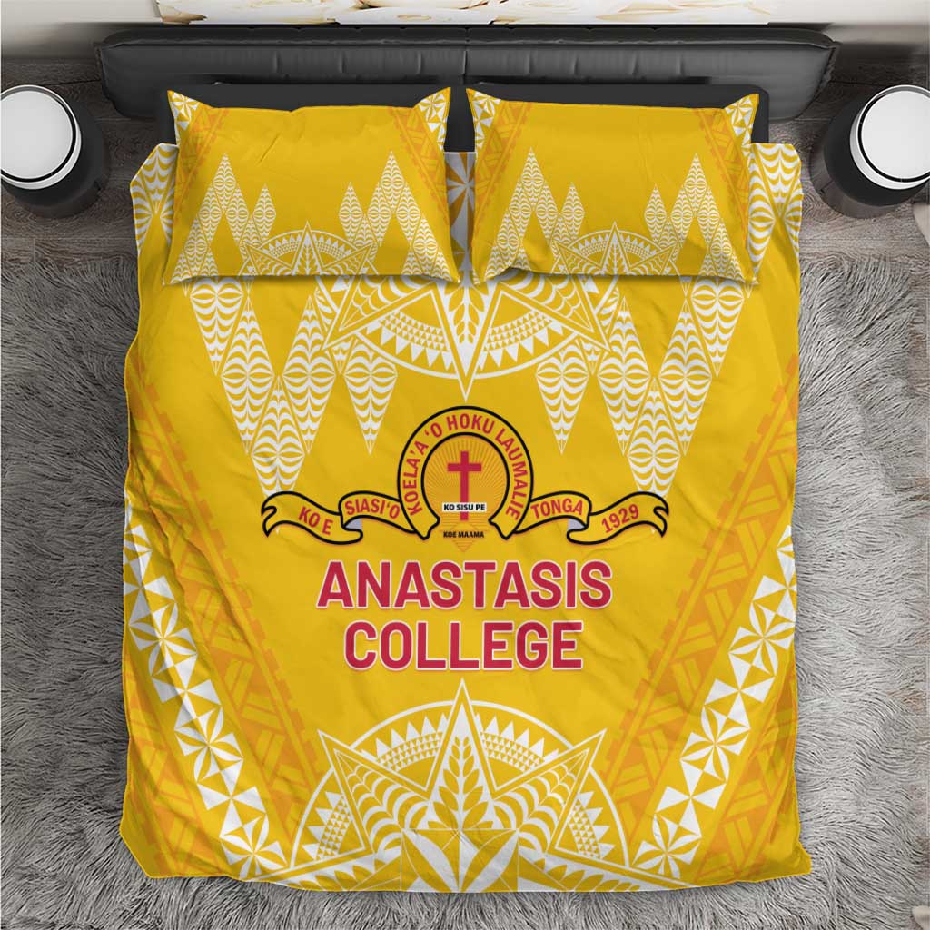 Anastasis College Bedding Set Tonga Ngatu Pattern LT05 Yellow - Polynesian Pride