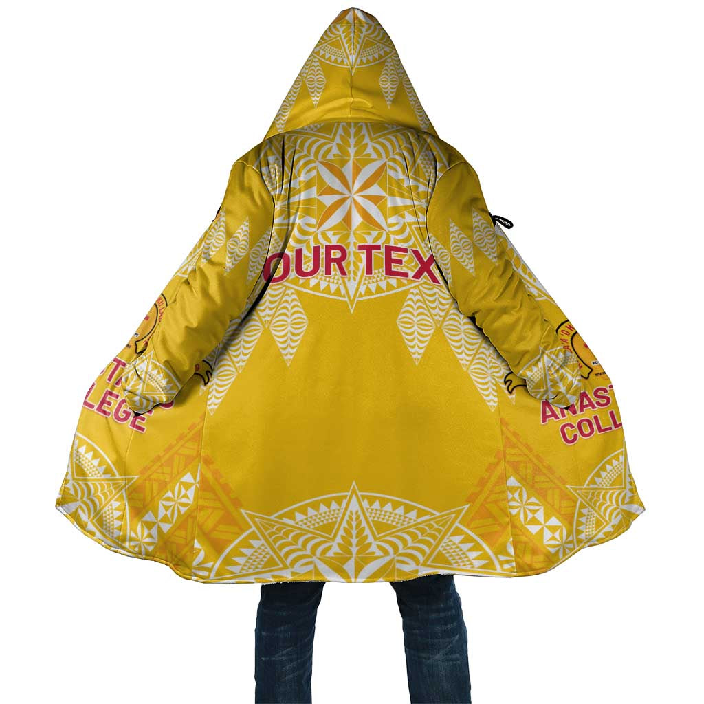 Personalised Anastasis College Cloak Tonga Ngatu Pattern LT05 Unisex Yellow - Polynesian Pride