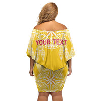 Personalised Anastasis College Off Shoulder Short Dress Tonga Ngatu Pattern LT05 - Polynesian Pride