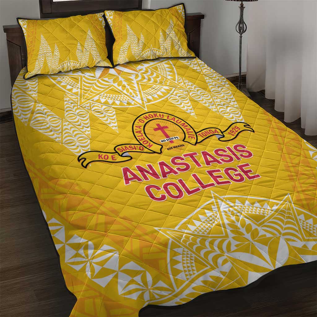 Anastasis College Quilt Bed Set Tonga Ngatu Pattern LT05 Yellow - Polynesian Pride