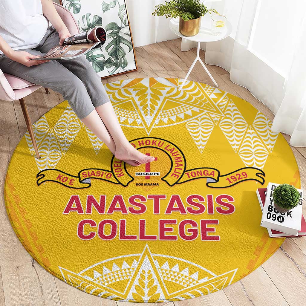 Anastasis College Round Carpet Tonga Ngatu Pattern LT05 - Polynesian Pride
