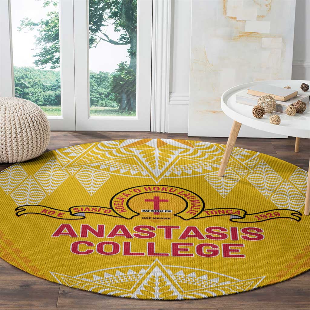 Anastasis College Round Carpet Tonga Ngatu Pattern LT05 - Polynesian Pride