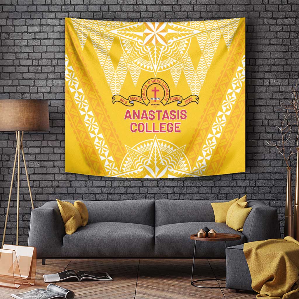 Anastasis College Tapestry Tonga Ngatu Pattern LT05 Yellow - Polynesian Pride